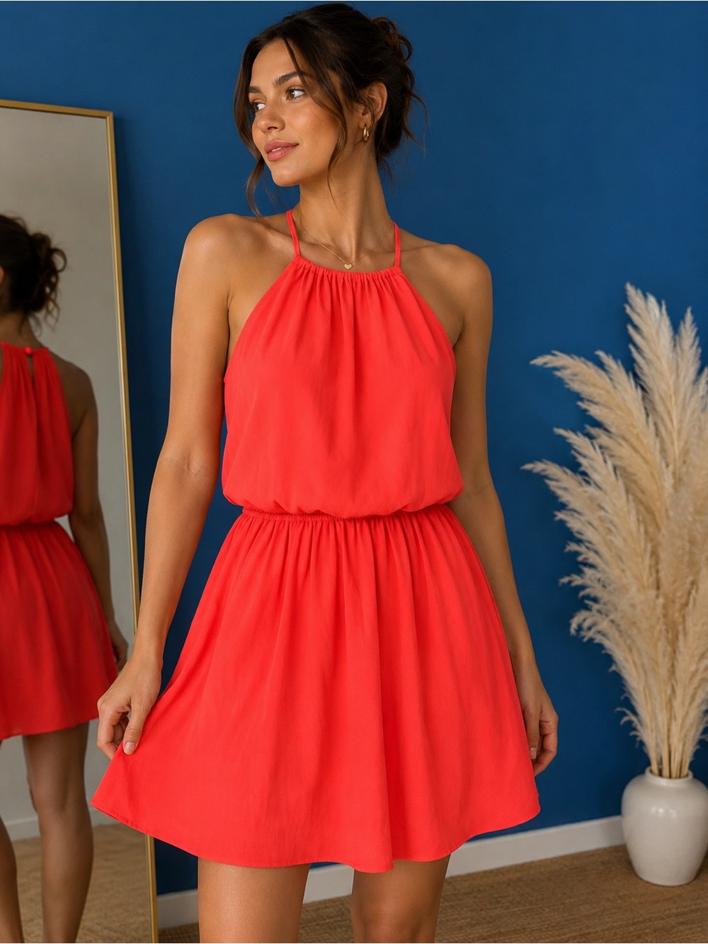 American Eagle Coral Halter Mini Dress S/P